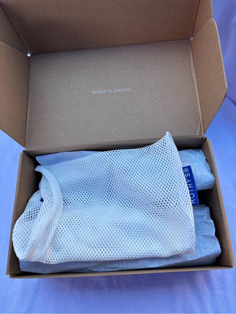 Rothy's Kids Blue and White Knit Mary Jane Flats